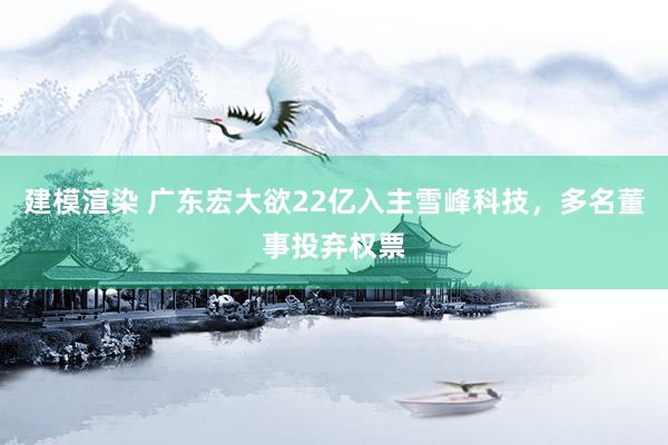 建模渲染 广东宏大欲22亿入主雪峰科技，多名董事投弃权票