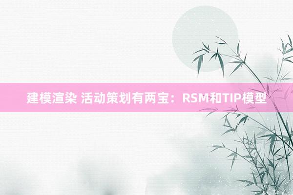 建模渲染 活动策划有两宝：RSM和TIP模型