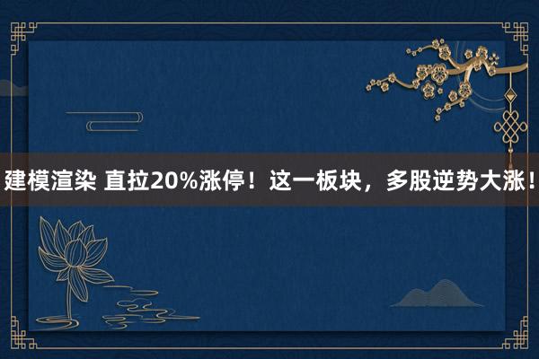 建模渲染 直拉20%涨停！这一板块，多股逆势大涨！