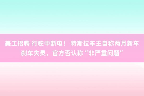 美工招聘 行驶中断电！ 特斯拉车主自称两月新车刹车失灵，官方否认称“非严重问题”